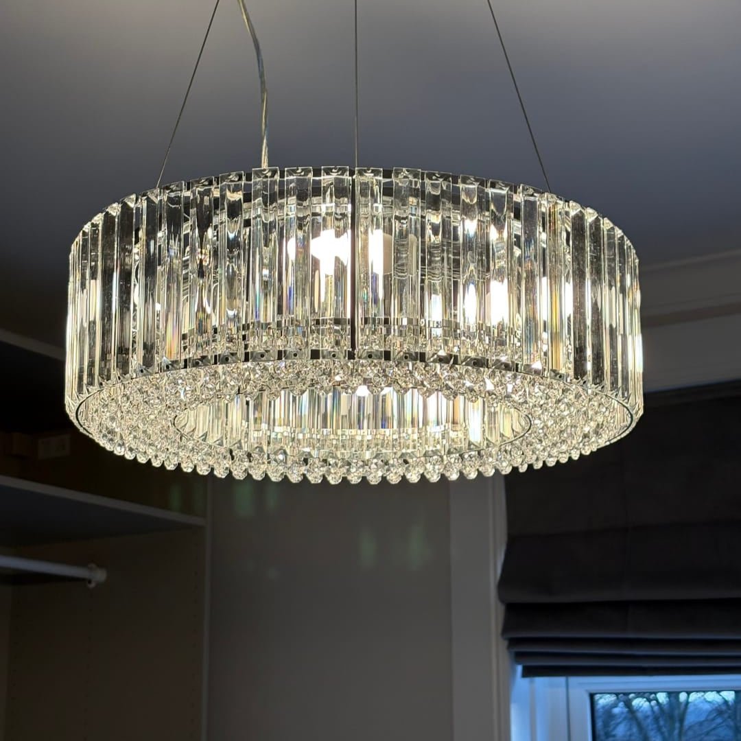 Kristallen Kroonluchter 6-Lichts Chroom Modern Rond 50cm Eetkamer Woonkamer