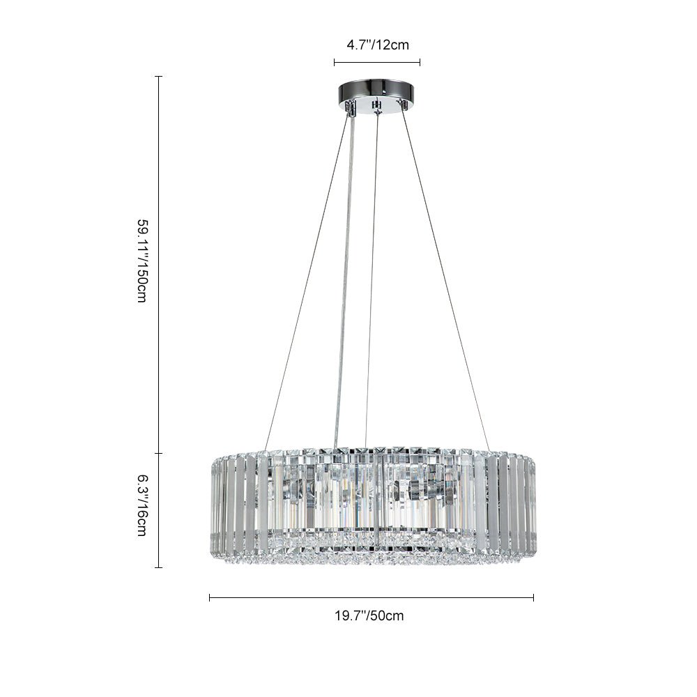 Kristallen Kroonluchter 6-Lichts Chroom Modern Rond 50cm Eetkamer Woonkamer