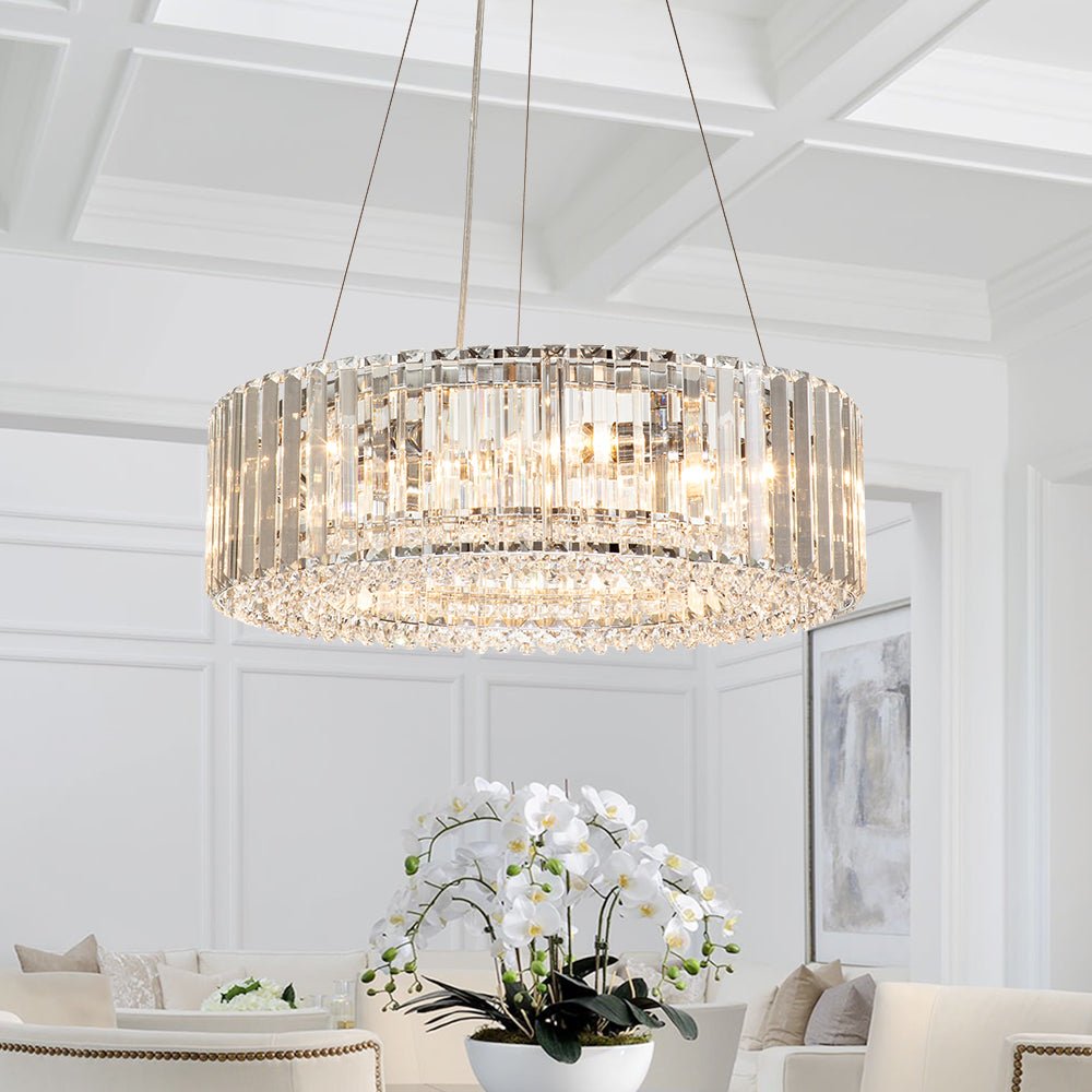 Kristallen Kroonluchter 6-Lichts Chroom Modern Rond 50cm Eetkamer Woonkamer