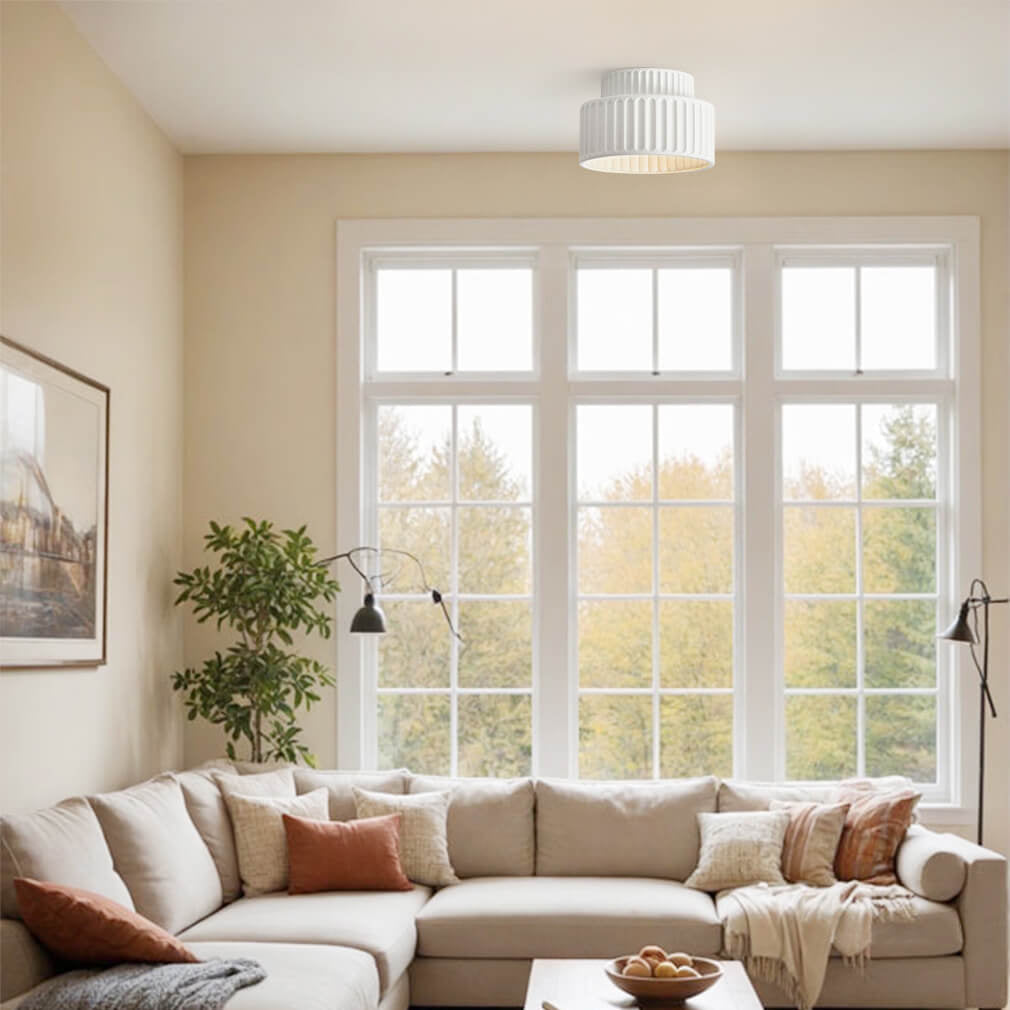 Plafondlamp Wabi-Sabi Resin Nordic Flush Mount Beige Groen Wit Dimbaar Woonkamer