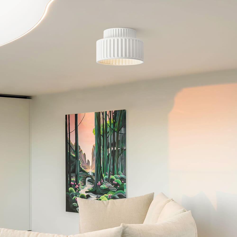 Plafondlamp Wabi-Sabi Resin Nordic Flush Mount Beige Groen Wit Dimbaar Woonkamer