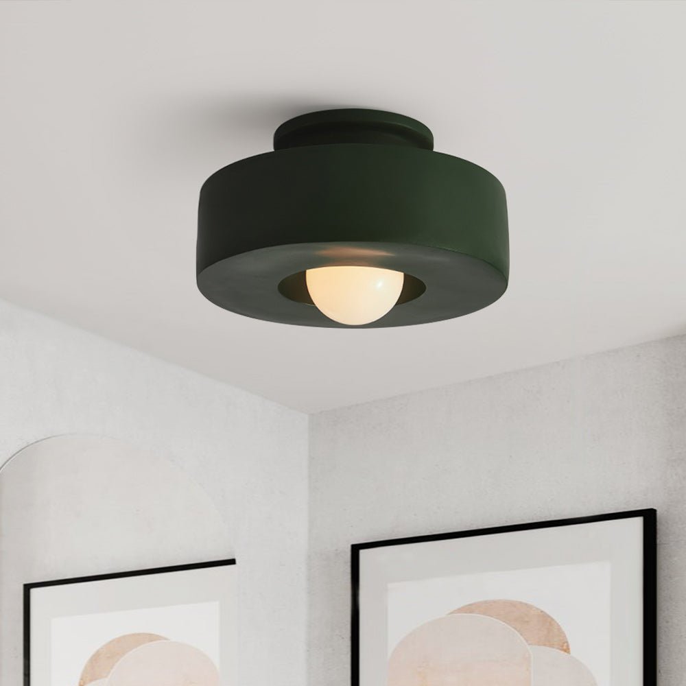 Plafondlamp Wabi-Sabi Cilinder Resin Nordic Dimbaar Zwart Groen Rood 30cm Woonkamer