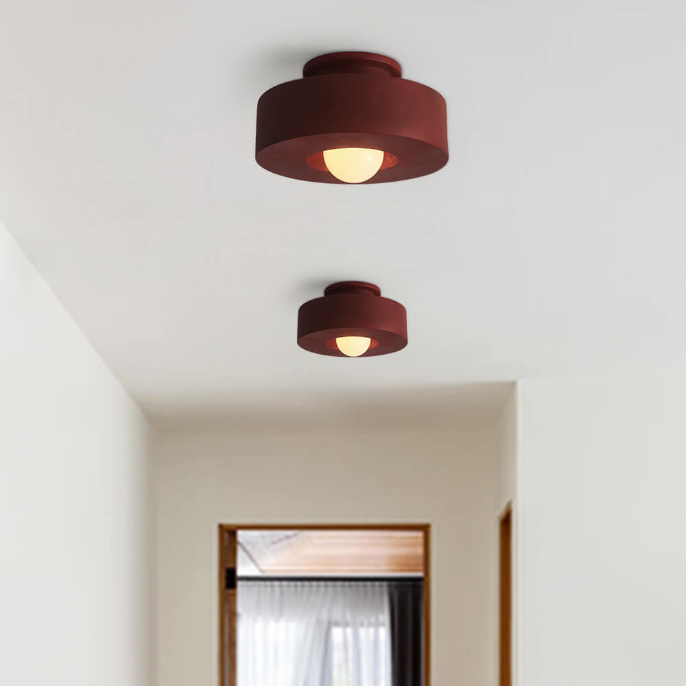 Plafondlamp Wabi-Sabi Cilinder Resin Nordic Dimbaar Zwart Groen Rood 30cm Woonkamer