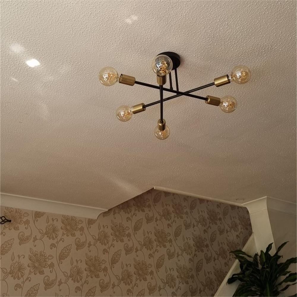 Messing sputnik plafondlamp met 6 lichtpunten – semi flush design voor lage plafonds 60 cm