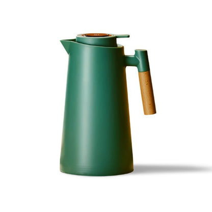 Thermoskan Met Temperatuur Display 1 Liter Houten Handvat Lekvrij