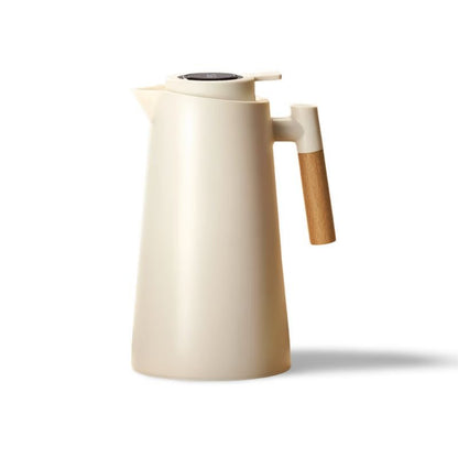 Thermoskan Met Temperatuur Display 1 Liter Houten Handvat Lekvrij