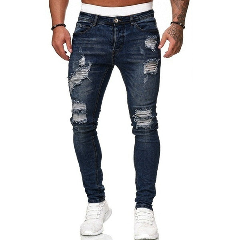 Mannen Jeans Kokerbroek Donkerblauw Denim - StudioMarella
