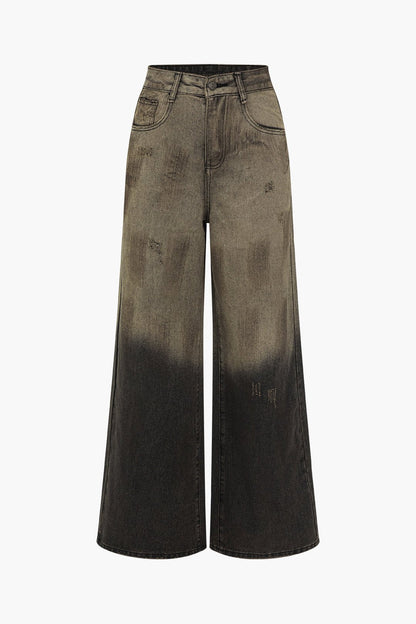 Damesbroek Wijdbeen Jeans Trendy Ombre Effect - StudioMarella