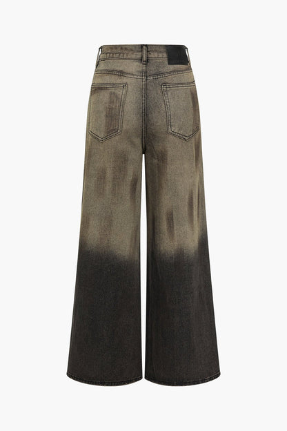 Damesbroek Wijdbeen Jeans Trendy Ombre Effect