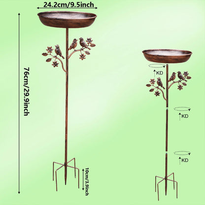 Vogelbad Metaal Koper Look 76cm 87cm Ø24cm Tuin Terras Decoratief Vogeldrinktrog Sieraad Grondpen Vintage Wildvogel Baden Drinken