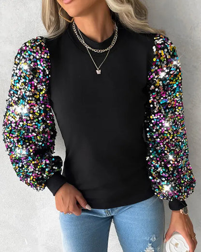 Top met kleurrijke ballonmouwen in de kleur Zwart voor in stijl geschikt voor alle seizoenen.