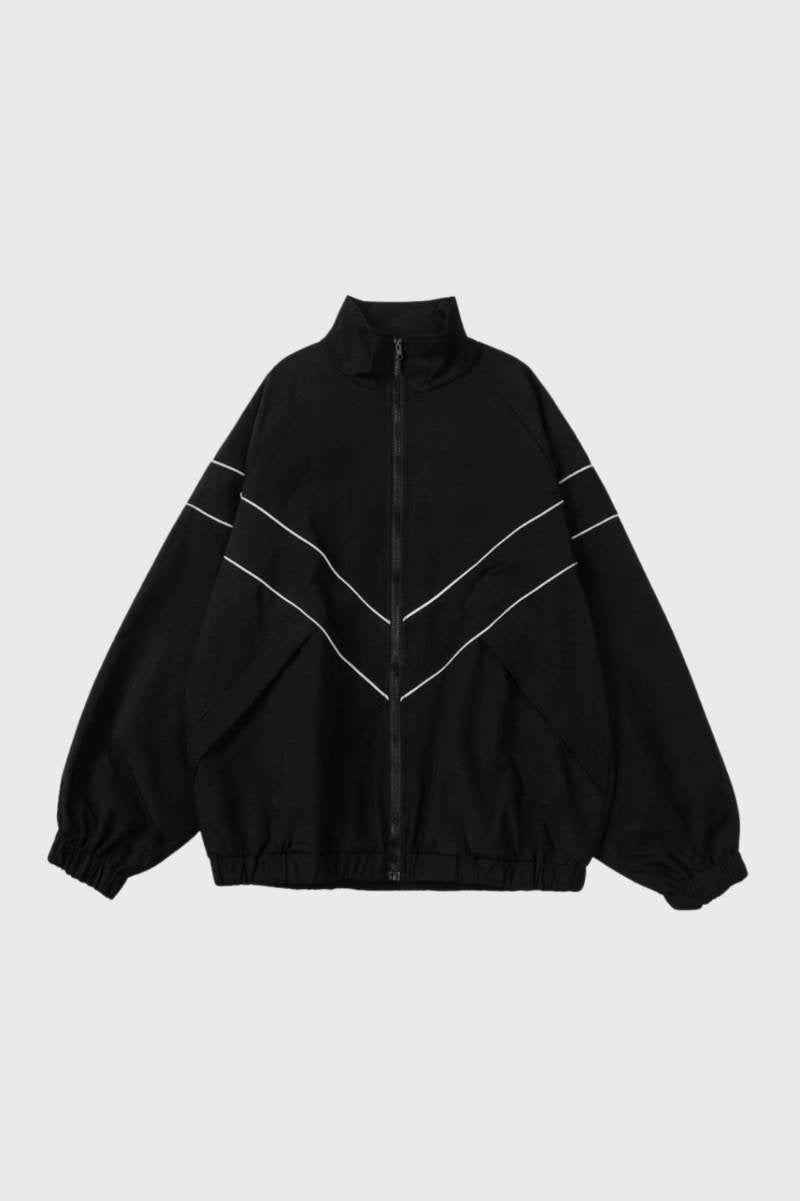 Oversized Trainingsjack Heren Streepjes Casual Stijl - StudioMarella