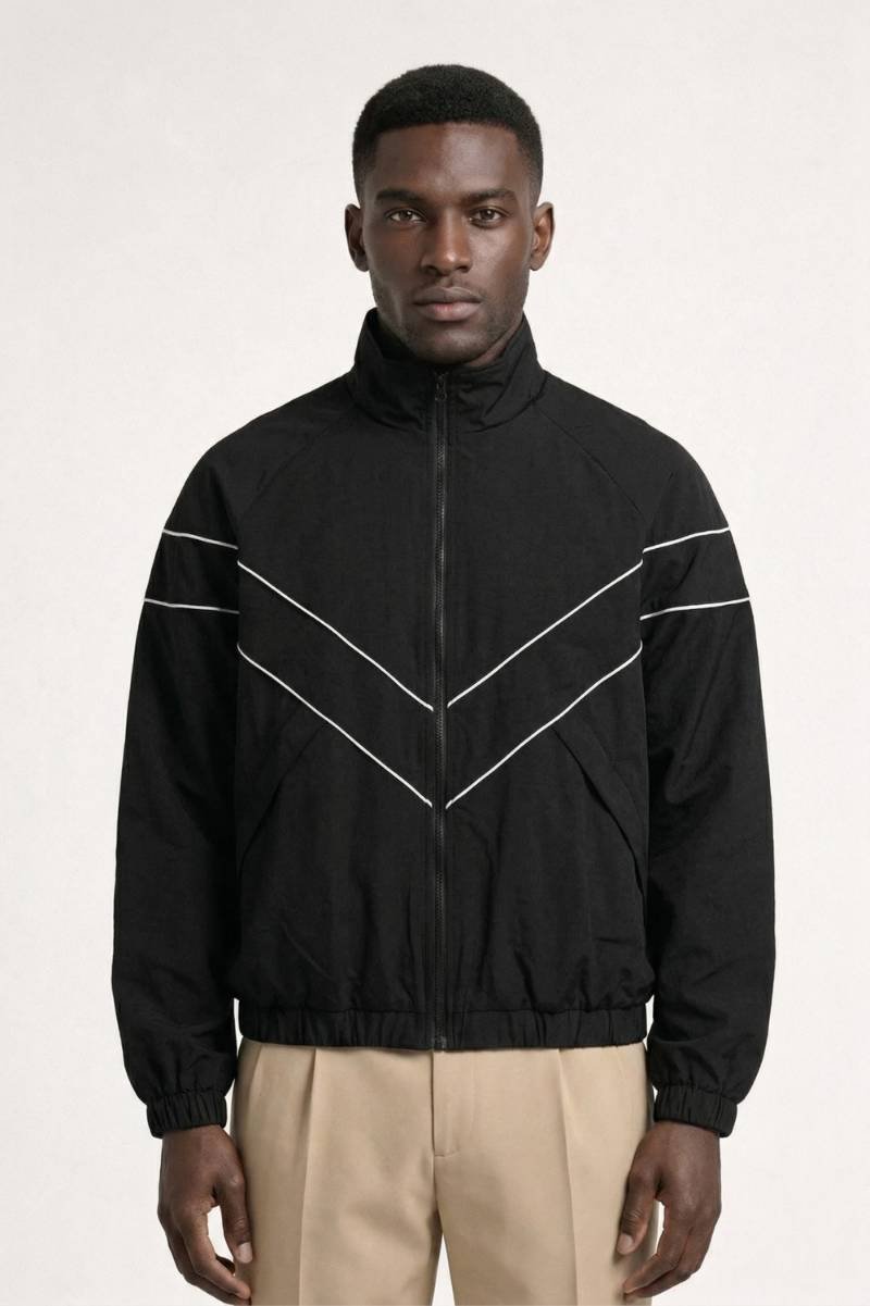 Trainingsjack Heren - Oversized Fit met Strepen | Casual - Zwart