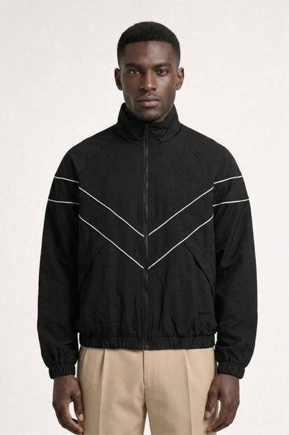 Trainingsjack Heren - Oversized Fit met Strepen | Casual - Zwart