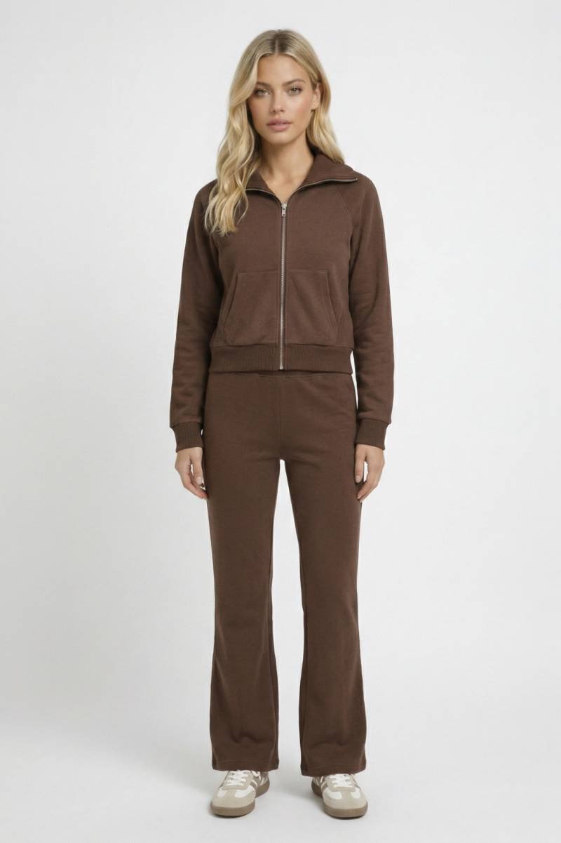 Trainingspak Dames - Cropped Jas met Flared Broek | Comfort — Bruin