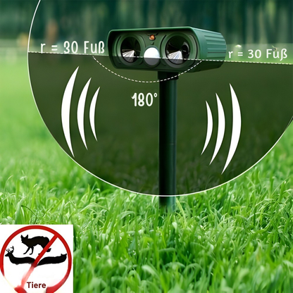 Zonne-energie Dierverschrikker Ultraschall 8-10m Bereik IP66 Waterdicht 13,5-45,5kHz Frequentie Tuin