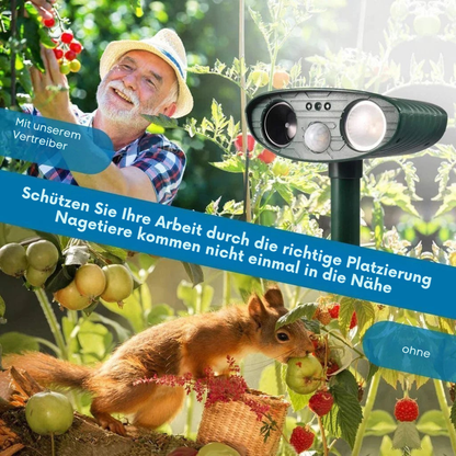 Solar Dierenverjager met Ultrasoon Geluid 4-Delige Set – PIR 9,14m Bereik – 18–40 kHz Frequentie – 110° Detectiehoek voor Tuin en Wildlife Bescherming