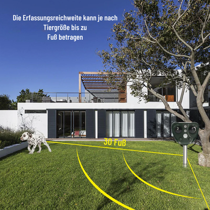 Ultrasone Dierenverjager op Zonne-Energie – 13,5–45,5 kHz – Bescherming Tuin – 5 Modi – Bereik tot 9 meter