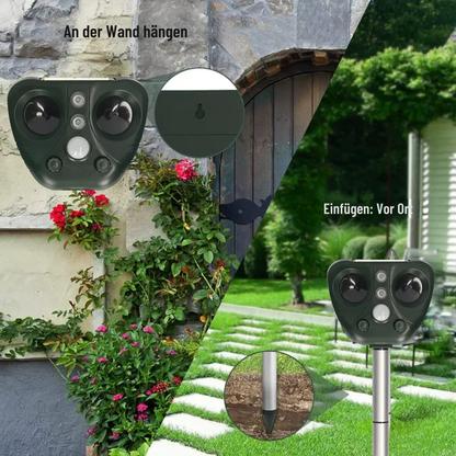 Ultrasone Dierenverjager op Zonne-Energie – 13,5–45,5 kHz – Bescherming Tuin – 5 Modi – Bereik tot 9 meter