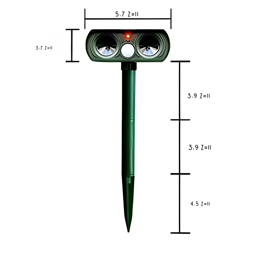 Zonne-energie Dierverschrikker Ultraschall 8-10m Bereik IP66 Waterdicht 13,5-45,5kHz Frequentie Tuin