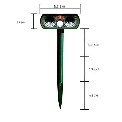 Zonne-energie Dierverschrikker Ultraschall 8-10m Bereik IP66 Waterdicht 13,5-45,5kHz Frequentie Tuin