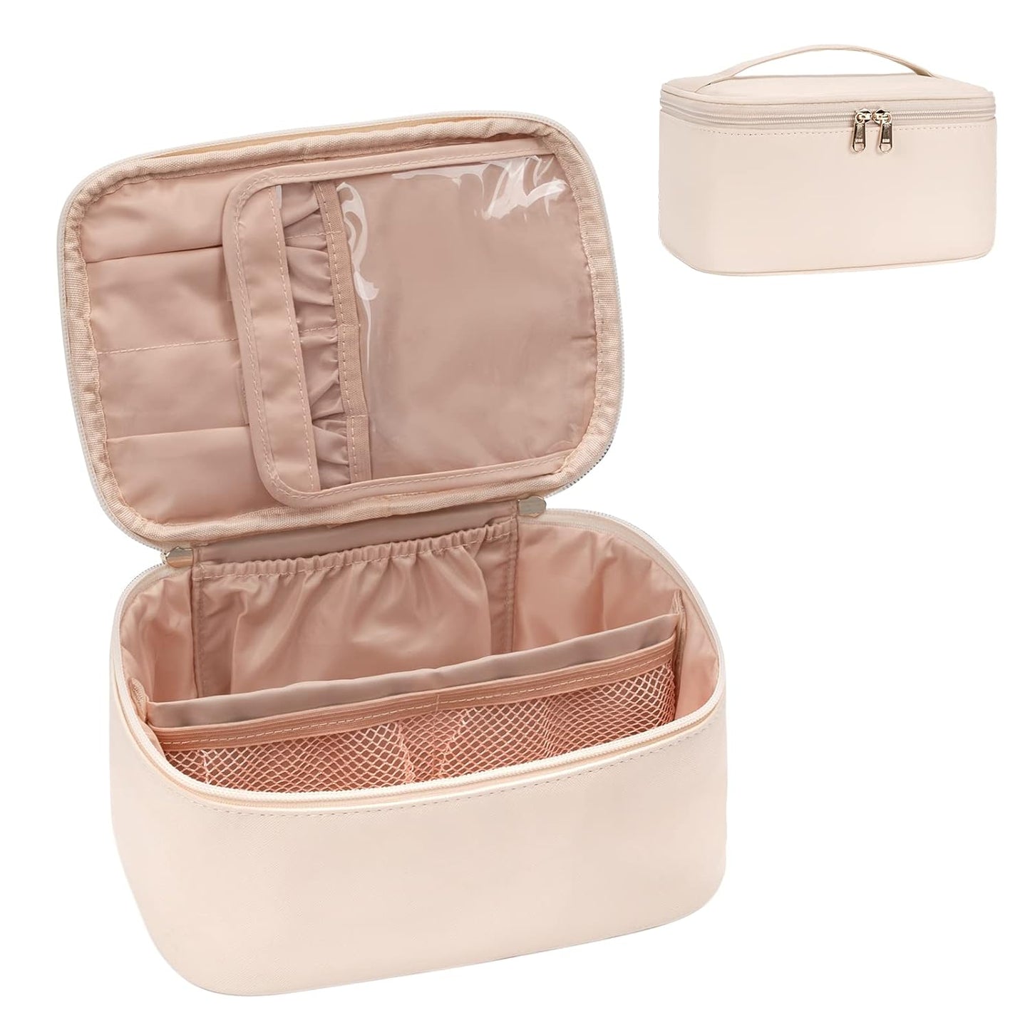 Cosmetica Organizer met Verstelbare Scheidingswanden en Handgreep | Draagbare Make-up Koffer voor Reizen en Thuis