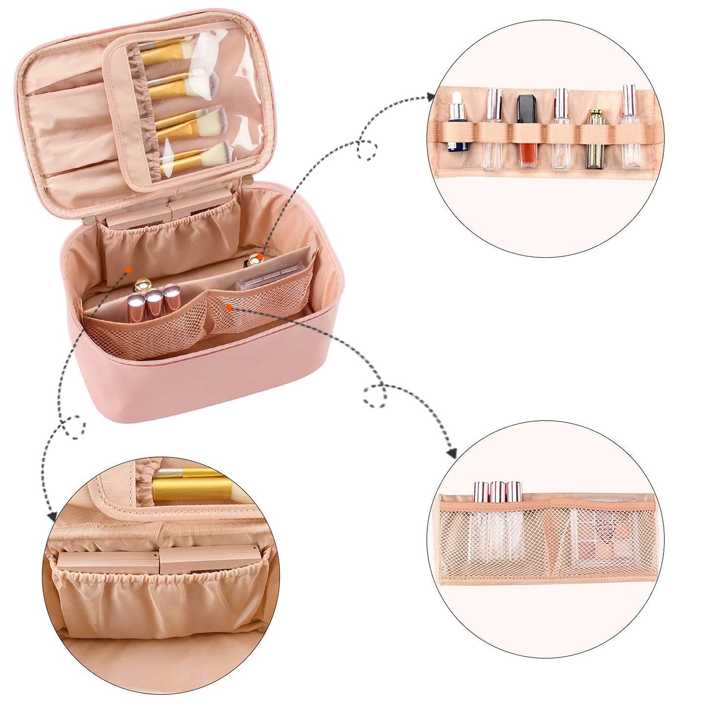 Cosmetica Organizer met Verstelbare Scheidingswanden en Handgreep | Draagbare Make-up Koffer voor Reizen en Thuis