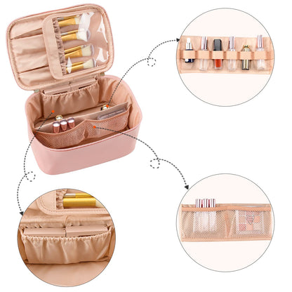 Cosmetica Organizer met Verstelbare Scheidingswanden en Handgreep | Draagbare Make-up Koffer voor Reizen en Thuis