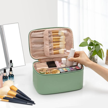 Cosmetica Organizer met Verstelbare Scheidingswanden en Handgreep | Draagbare Make-up Koffer voor Reizen en Thuis
