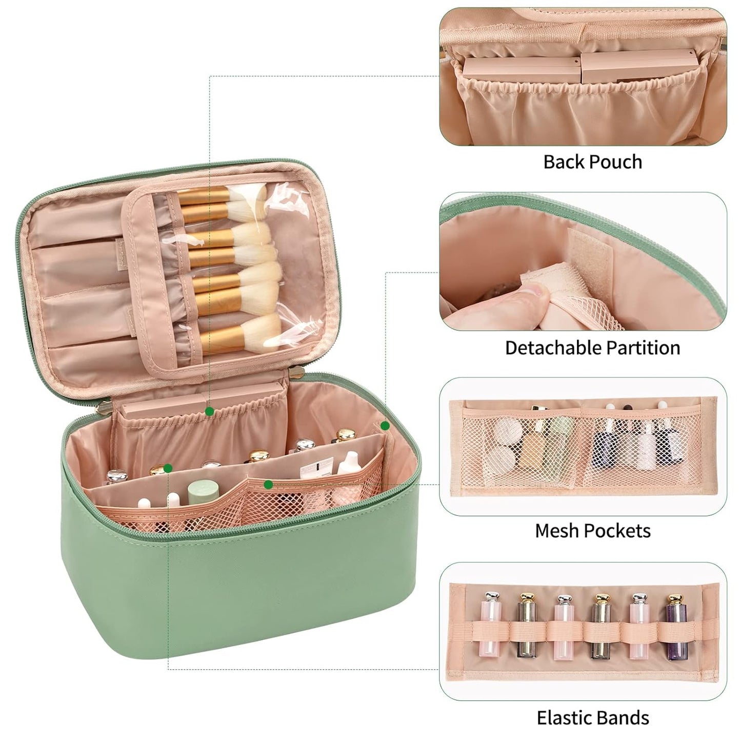 Cosmetica Organizer met Verstelbare Scheidingswanden en Handgreep | Draagbare Make-up Koffer voor Reizen en Thuis