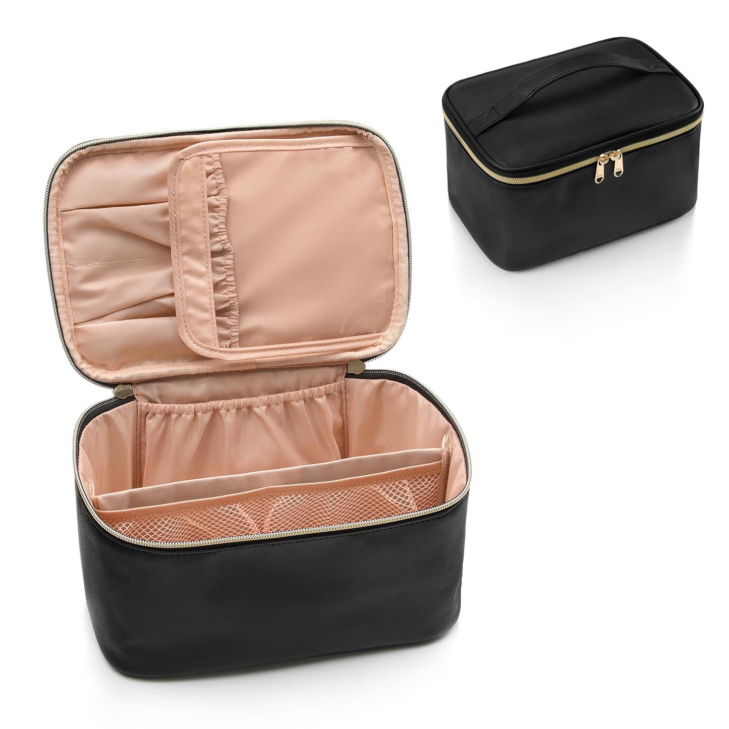 Cosmetica Organizer met Verstelbare Scheidingswanden en Handgreep | Draagbare Make-up Koffer voor Reizen en Thuis