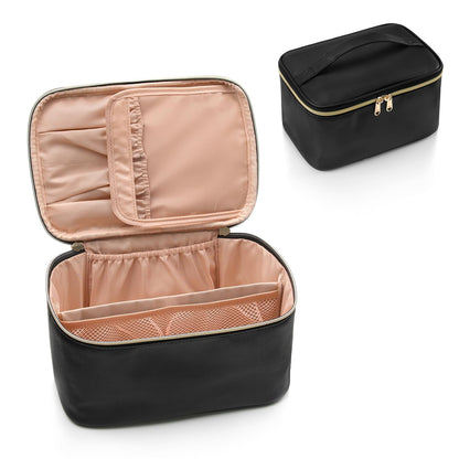 Cosmetica Organizer met Verstelbare Scheidingswanden en Handgreep | Draagbare Make-up Koffer voor Reizen en Thuis