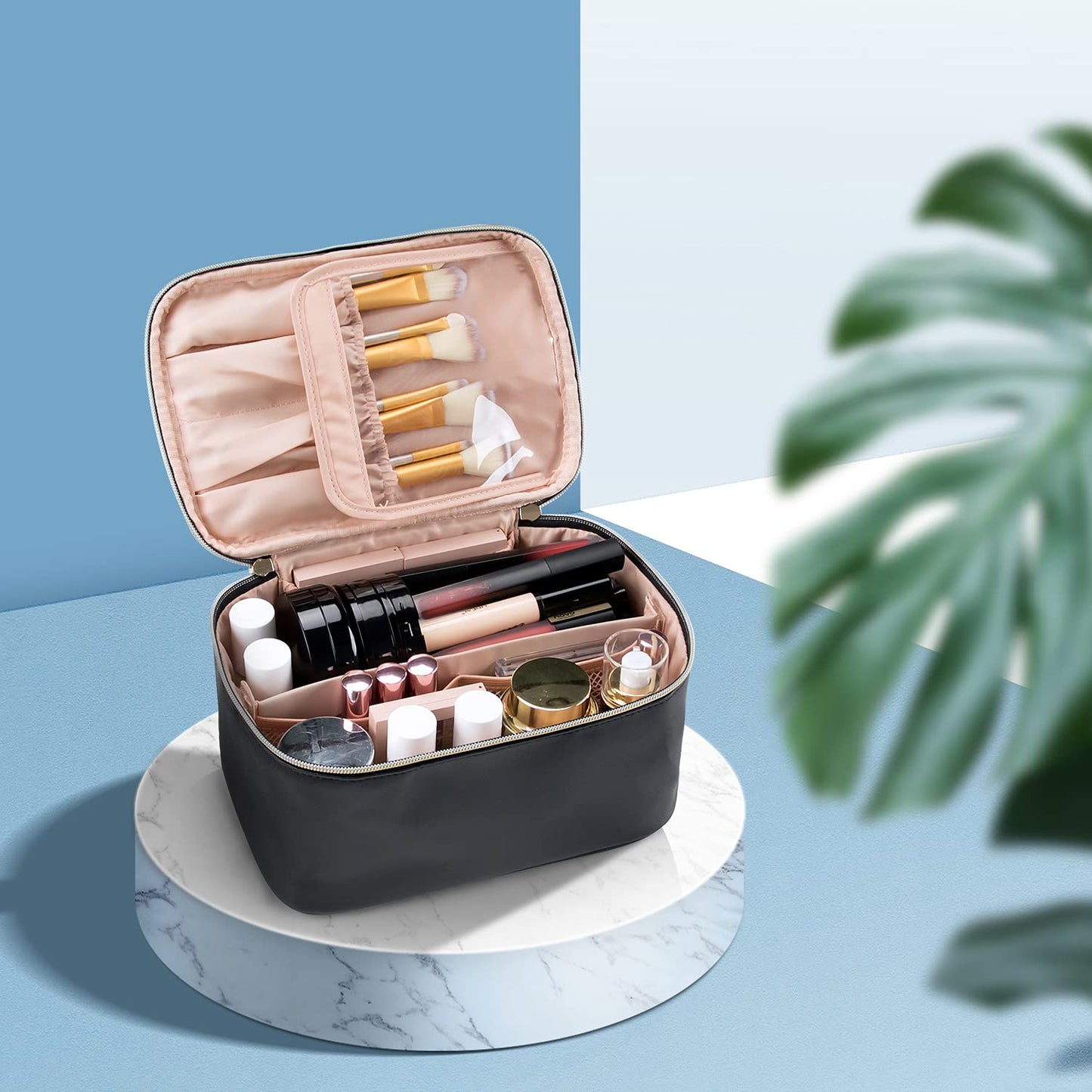 Cosmetica Organizer met Verstelbare Scheidingswanden en Handgreep | Draagbare Make-up Koffer voor Reizen en Thuis