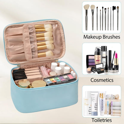 Cosmetica Organizer met Verstelbare Scheidingswanden en Handgreep | Draagbare Make-up Koffer voor Reizen en Thuis