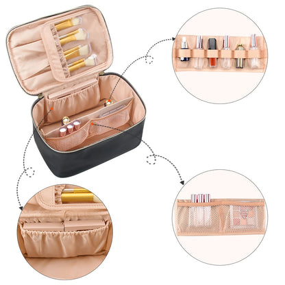 Cosmetica Organizer met Verstelbare Scheidingswanden en Handgreep | Draagbare Make-up Koffer voor Reizen en Thuis