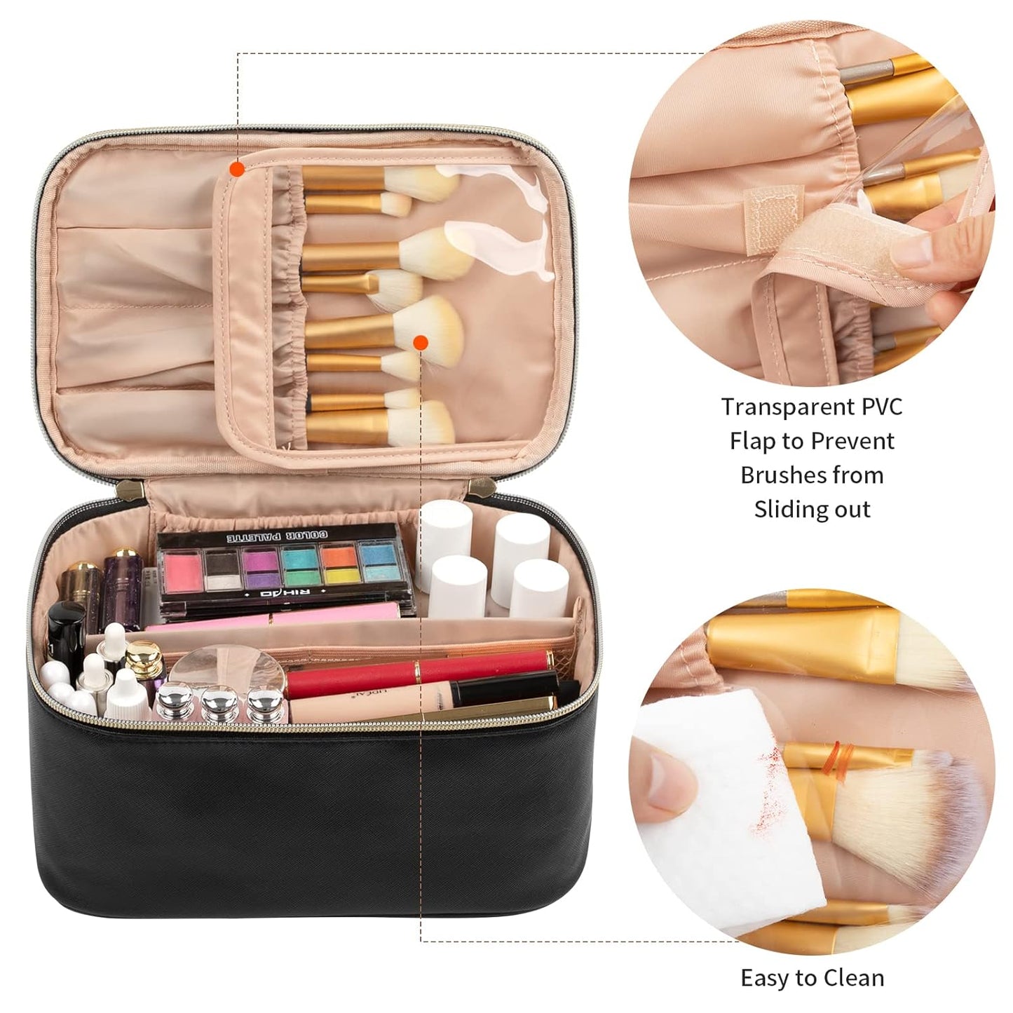 Cosmetica Organizer met Verstelbare Scheidingswanden en Handgreep | Draagbare Make-up Koffer voor Reizen en Thuis