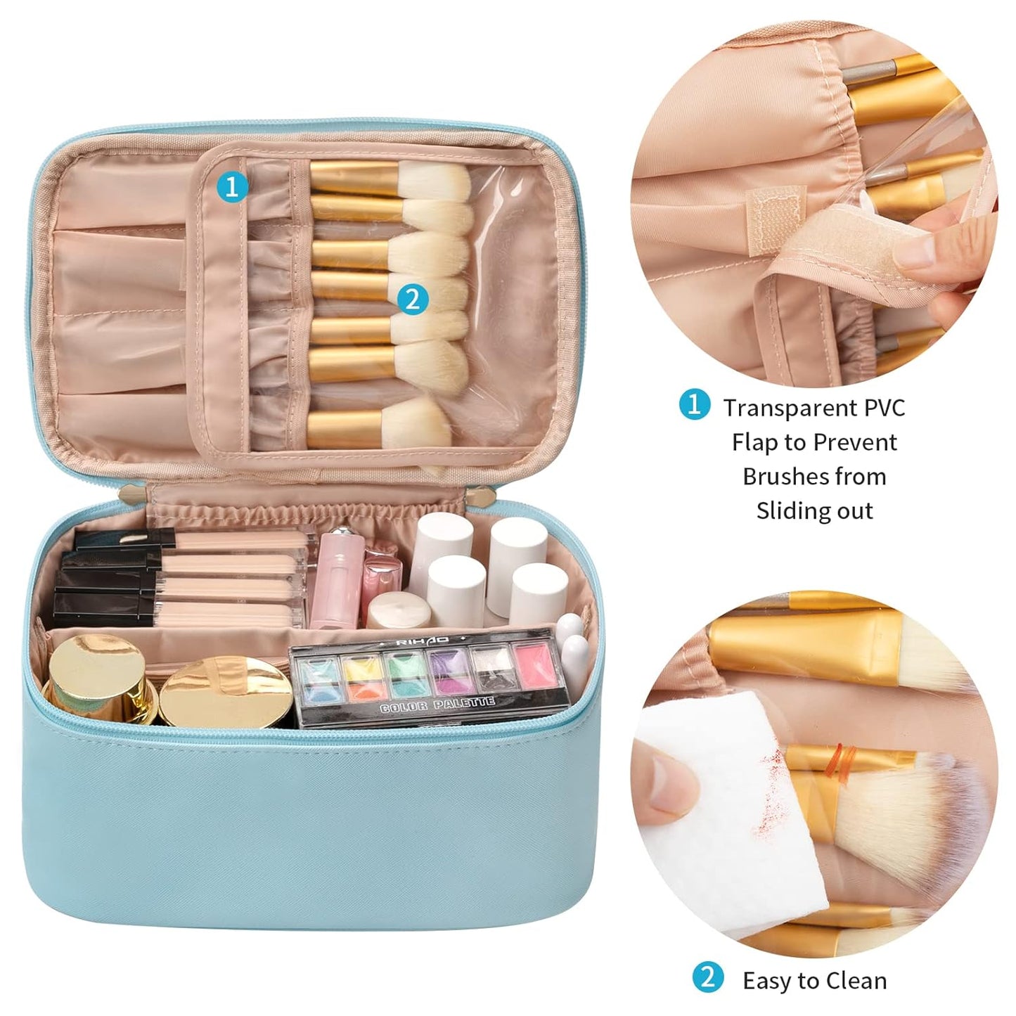Cosmetica Organizer met Verstelbare Scheidingswanden en Handgreep | Draagbare Make-up Koffer voor Reizen en Thuis
