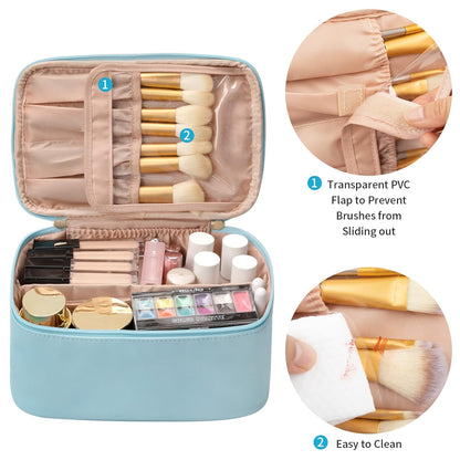 Cosmetica Organizer met Verstelbare Scheidingswanden en Handgreep | Draagbare Make-up Koffer voor Reizen en Thuis