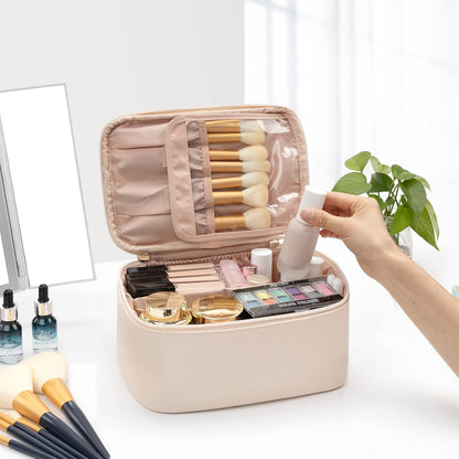 Cosmetica Organizer met Verstelbare Scheidingswanden en Handgreep | Draagbare Make-up Koffer voor Reizen en Thuis