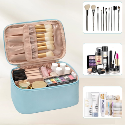 Cosmetica Organizer met Verstelbare Scheidingswanden en Handgreep | Draagbare Make-up Koffer voor Reizen en Thuis