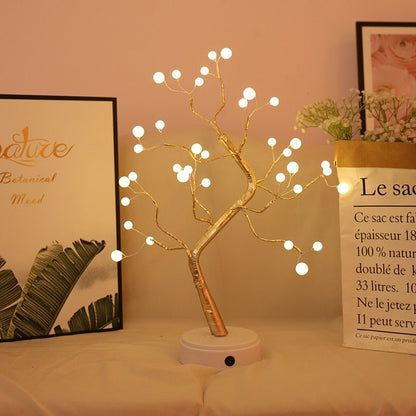 Decoratieve Boomvorm LED Tafellamp met Draadloze Bediening en USB-Voeding – Sfeerverlichting voor Woonkamer en Slaapkamer