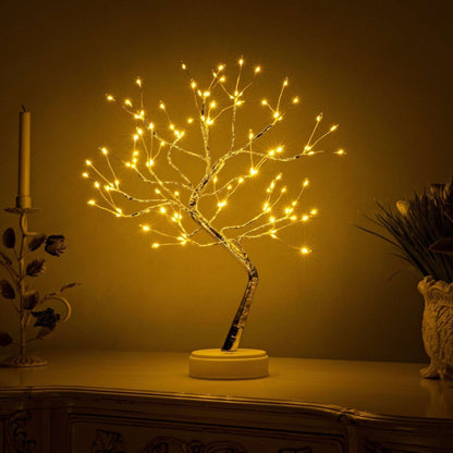 Decoratieve Boomvorm LED Tafellamp met Draadloze Bediening en USB-Voeding – Sfeerverlichting voor Woonkamer en Slaapkamer