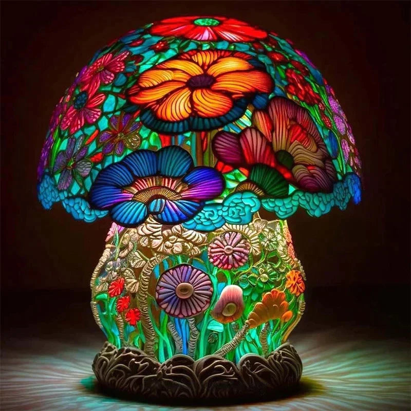 Dimbare Tafelllamp met Gebrandschilderd Glas Effect 30cm Hoog Sfeerverlichting voor Woonkamer Slaapkamer Romantische Avondlamp Decoratief Lichtkunst Werkobject