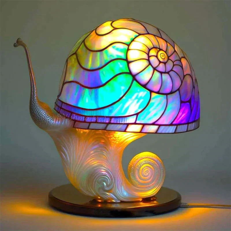 Paddenstoel Tafellamp Glas-In-Lood Look Hars Kleurrijk Sfeerlamp Kinderkamer Woonkamer