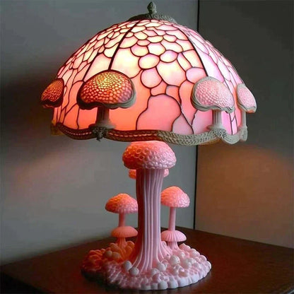 Paddenstoel Tafellamp Glas-In-Lood Look Hars Kleurrijk Sfeerlamp Kinderkamer Woonkamer