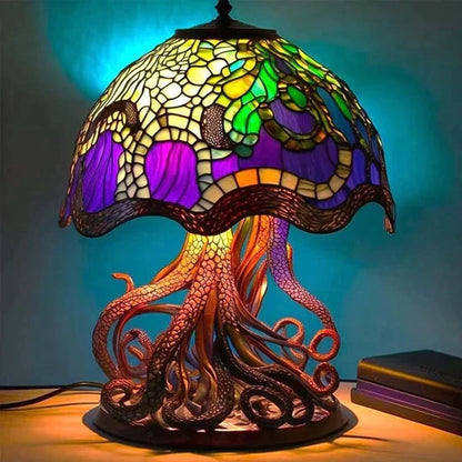Dimbare Tafelllamp met Gebrandschilderd Glas Effect 30cm Hoog Sfeerverlichting voor Woonkamer Slaapkamer Romantische Avondlamp Decoratief Lichtkunst Werkobject