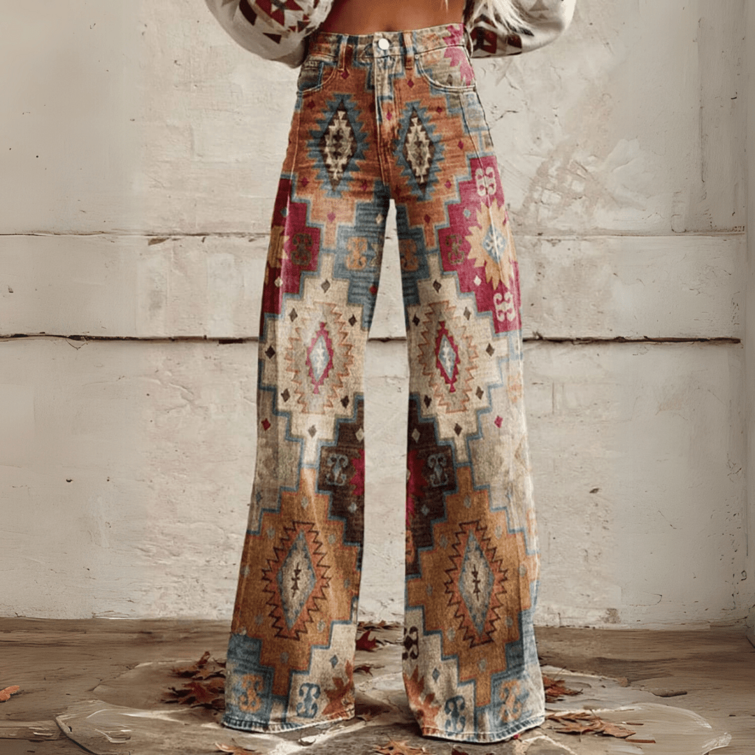 Boho Broek Vintage Stijl Pantalon voor Vrouw