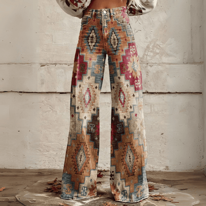 Boho Broek Vintage Stijl Pantalon voor Vrouw
