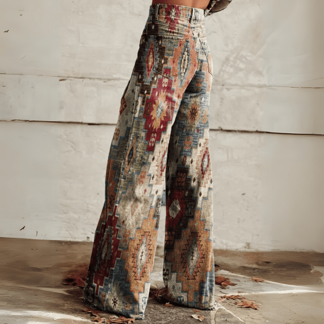 Boho Broek Vintage Stijl Pantalon voor Vrouw