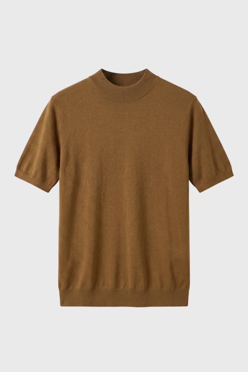 Heren T-Shirt Korte Mouw Fijngebreid Casual Met Opstaande Kraag - StudioMarella